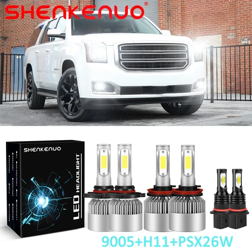 For 2015-2019 GMC Yukon XL Combo LED Headlight High Low Beam Fog Light Bulbs Kit