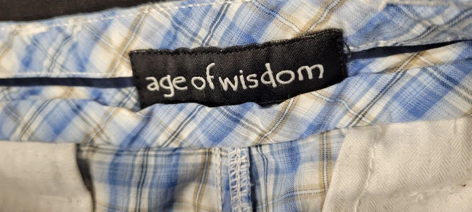 Pantalones cortos de carpintero Age of Wisdom para hombre (32) a cuadros azules. 6 bolsillos. 100% algodón. Foto 2 de 4