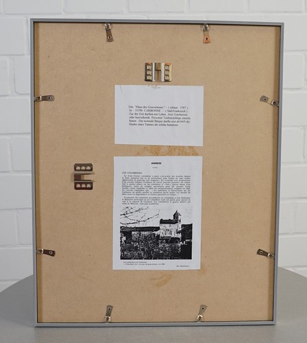 Gemälde Zeichnung Haus des Gouverneurs Carbonne 41 x 51 cm von 2003 gerahmt - Picture 3 of 5