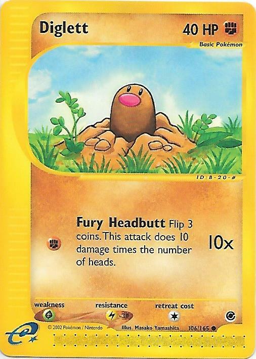 DIGLETT 106/165 Expedition Pokemon WOTC Card EX