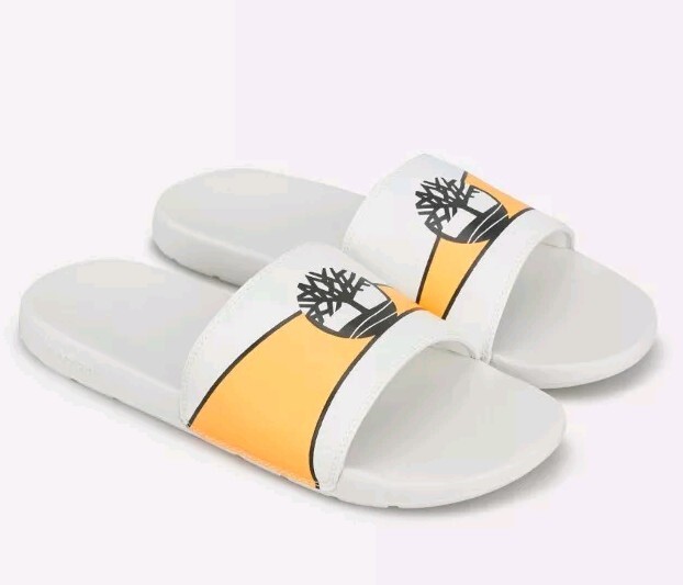 Timberland Playa Sands Slides Sliders Beach Pool Sandals White Orange UK