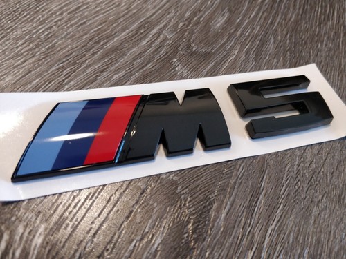 Adesivo emblema BMW M5 portellone nero lucido 20 x 90 mm OTTIMO!