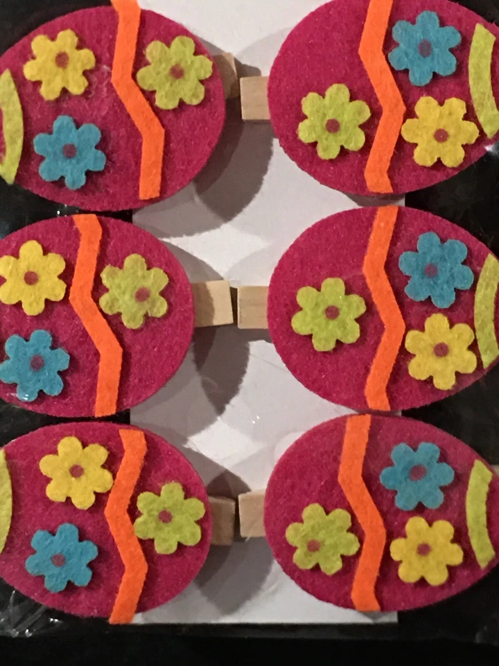 Easter Felt Egg Clothespins Craft Celebrate It 6 Pc New 🐣 - Image 2 of 3