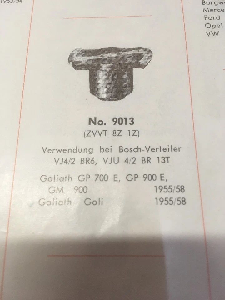 Dedo de distribución rotor baquelita Bosch ZVVT 8 Z 1Z Goliath GP 700 E 900 E Goli Foto 2 de 2