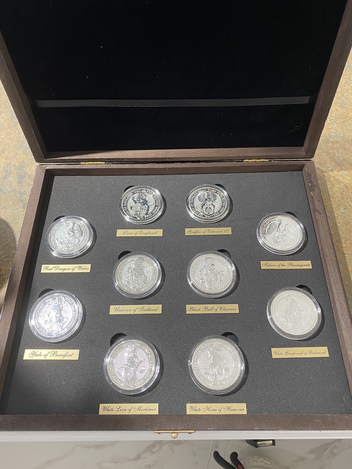 20162021 Great Britain Queen's Beast 2 oz Silver Coins 12 Coin Set & Case/Box eBay
