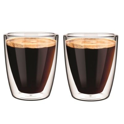 2er Pack Doppelwandig Isoliert Thermo Kaffee Glas Becher Tee Latte 80/250/300/350