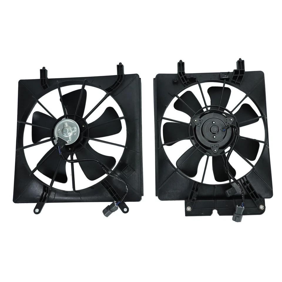 AC Condenser Radiator Cooling 120W Fan Fit 2002-2006 Honda CR-V CRV Element Pair - Image 2 of 4