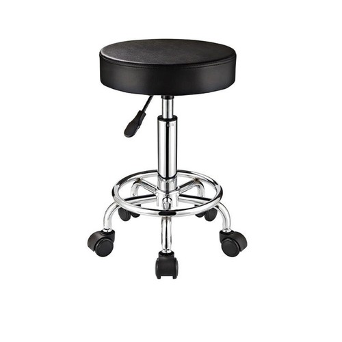 Swivel Stool Adjustable Round Beauty Salon Chair Office Faux Leather Chrome Seat