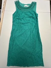 ELIZA J  DRESS women’s sz 4 LACE A-LINE SHIFT GREEN Lined