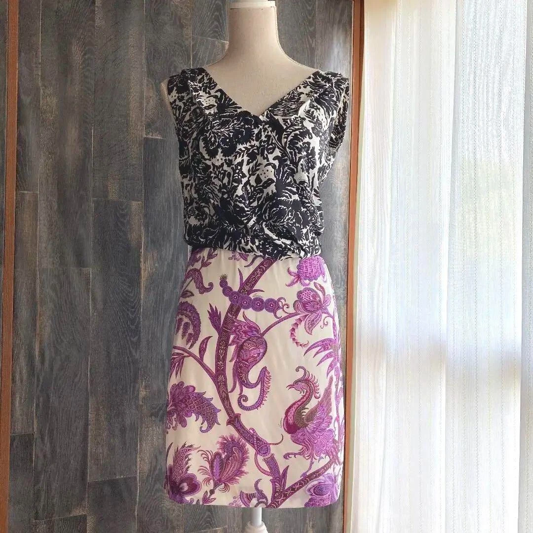 Robe GUCCI sans manches femme taille 38 soie élastine noir violet