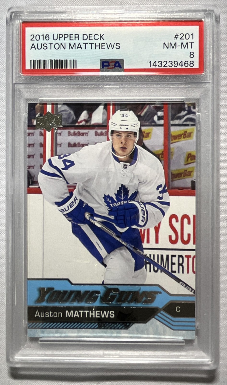 2016-17 Upper Deck Series 1 Auston Matthews #201 Young Guns RC Maple Leafs PSA 8