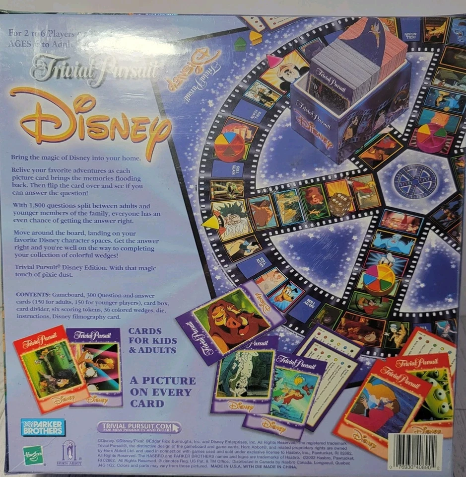 Disney Trivial Pursuit Animated Picture Edition Parker Brothers 2002 NEW SEALED - Image 4 of 4