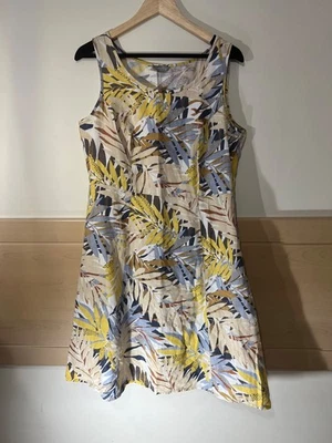 Per Una 100% Linen Summer Floral Print Dress Sleeve Less Uk 14-16 - Image 1 of 4