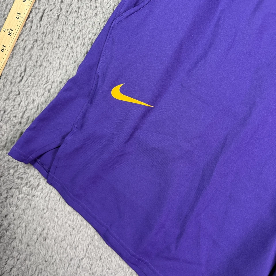 Nike Dri-Fit LSU Tigers Football Shorts Mens 2XL Purple Yellow 7" Drawstring NEW - Image 3 of 4