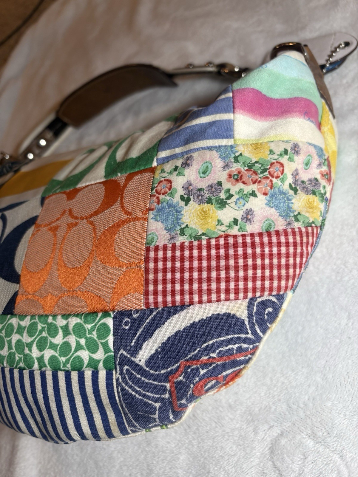 Y2K Coach Hampton Rainbow Patchwork Small Hobo Sh… - image 4