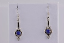 Sterling Silver 25mm x 9mm Blue Lapis Lazuli Dangling 925 Hook Earrings