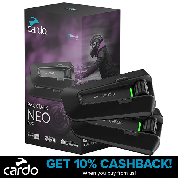 Cardo Packtalk Neo Mesh Motorbike Motorcycle Touring Bluetooth Intercom - Duo