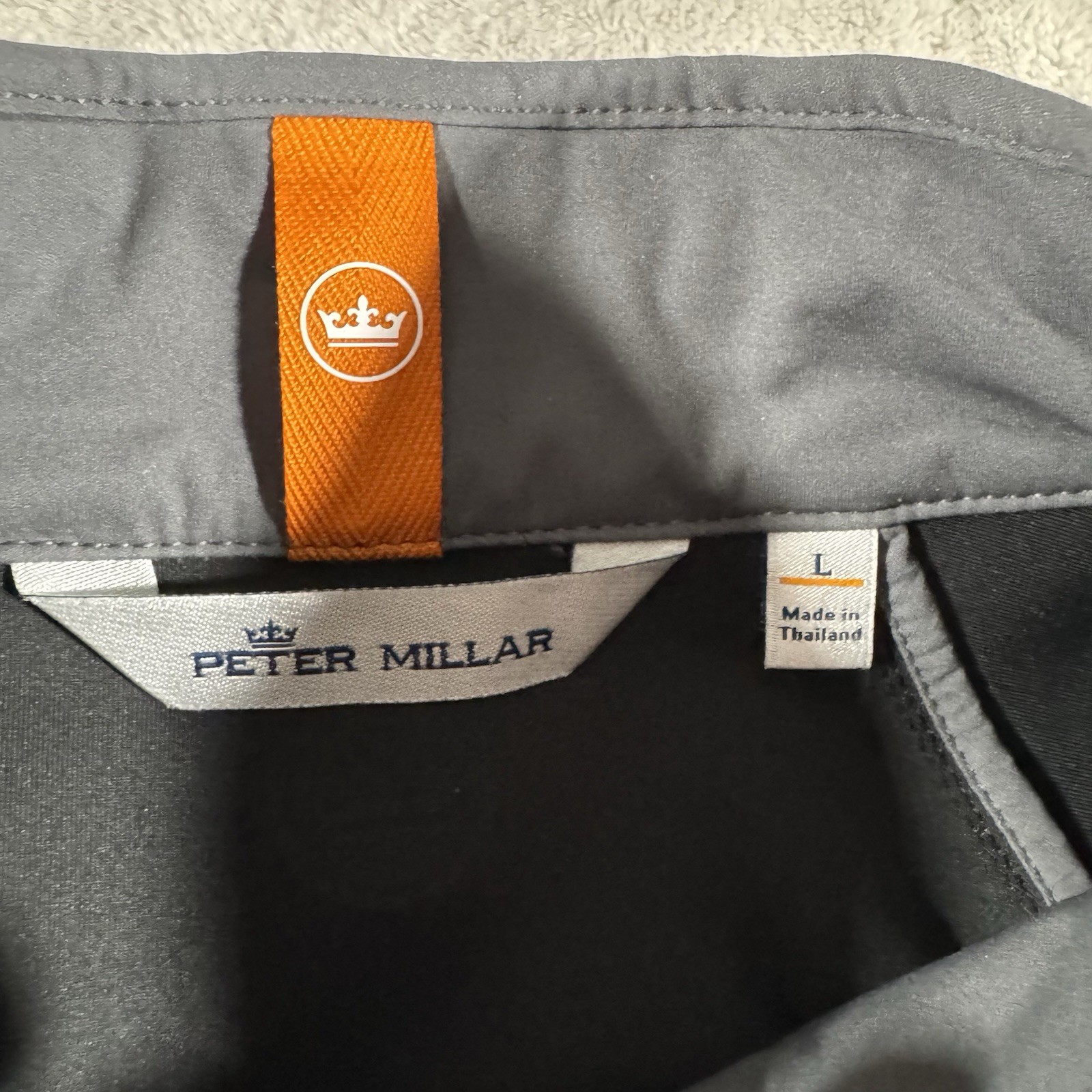 Peter Millar Black, Gray Size L Large Jacket Quilted Front