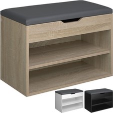 Schuhregal mit Sitzkissen Holz Schuhschrank Schuhbank Sitztruhe 60 x 43,5 x 30cm