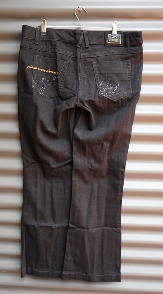 River Island Women’s Black Flared Jeans “Joie De Viere Eternelle”