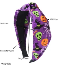 1x Halloween Headband Skull Pumpkin Bat Spider Printed Hairband Hair Supply Chic