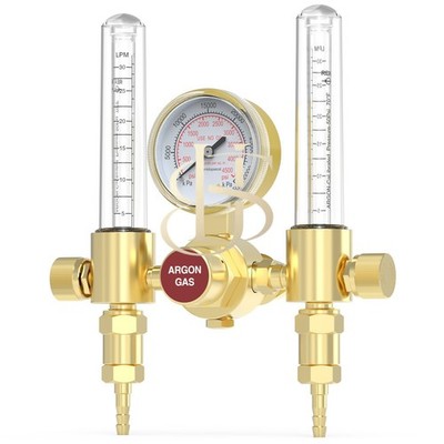 YESWELDER Dual Output Argon Regulator 0-4500PSI CGA580 for MIG/TIG Welding