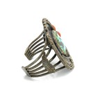 Southwest Sterling Turquoise Red Coral Floral Rope Twist Bezel 6.5" Cuff S5571-5 — photo 3