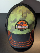 Jurassic Park Hat Cap Snap Back Mesh Trucker Black Camo Adult Movie Dinosaur