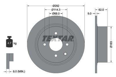 Textar 92234303 Brake Disc for Nissan, Nissan (DFAC), Venucia