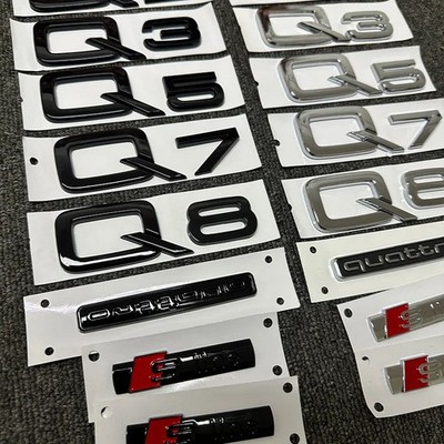 Audi Sline Quattro Heck Emblem 3D ABS Chrom Schwarz Aufkleber Kofferraum Logo