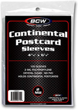 Continental Postcard Sleeves, 4 3/8 X 6 1/4 Inches, Clear, 100 Count
