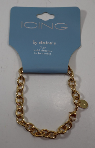 EETOP 7.5" Gold charm link chain Bracelet Icing Claire's Jewelry
