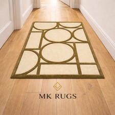 Hand Tufted New Zealand Wool Rug Beige Green Modern Design Wool Carpet for Room