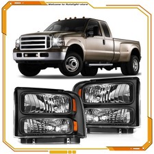 Headlights Assembly Pair fits 2005-2007 Ford F250 - F450 Replacement Clear Lens