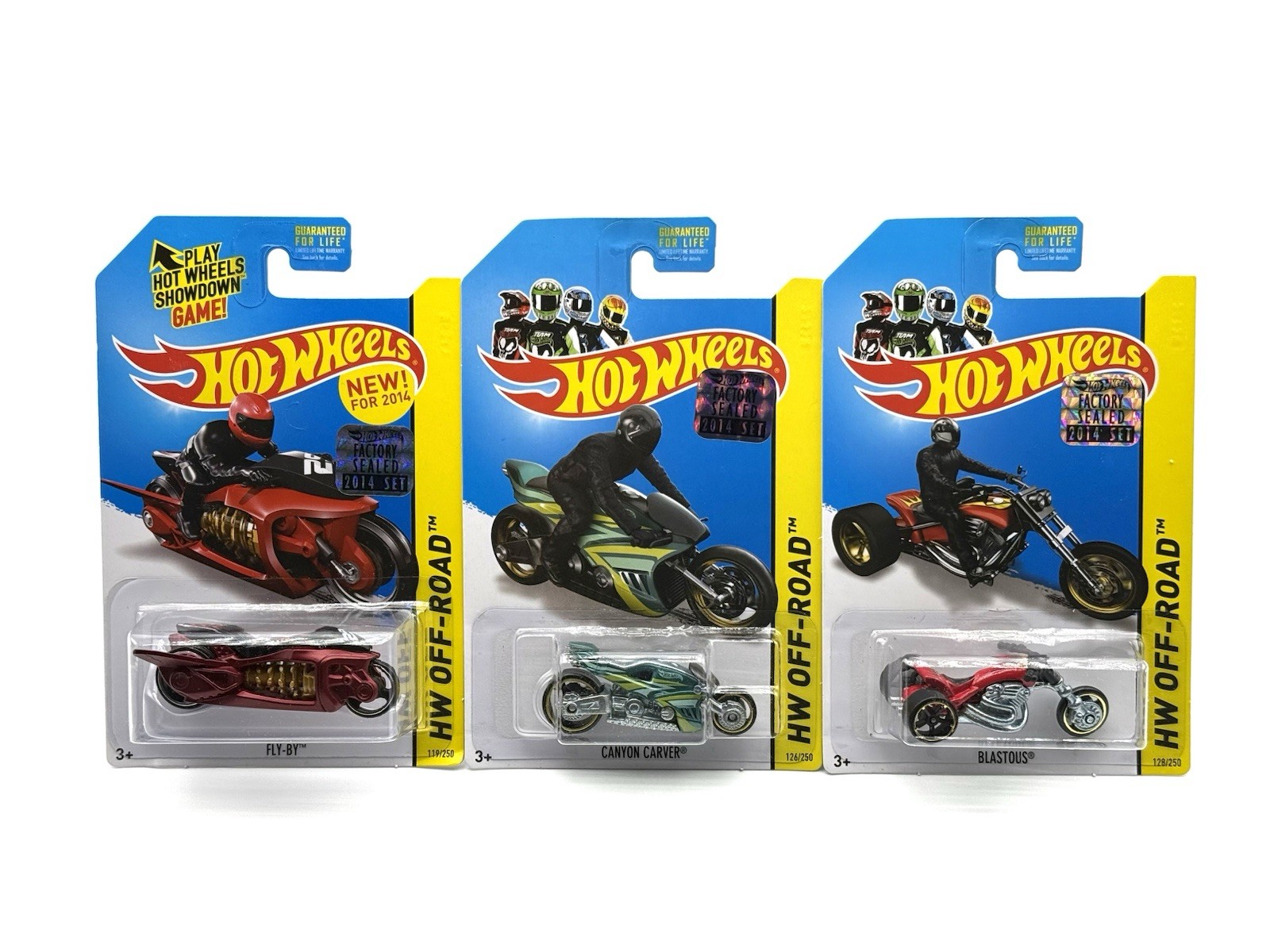 2014 Hot Wheels Factory Sealed Fly-By/Canyon Carver/Blastous LOT OF 3