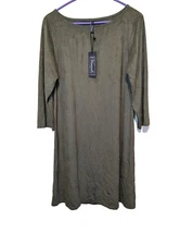 Viereck Dress Intel in Olive Faux Suede Jersey Microfiber 3/4 Sleeve Size Large