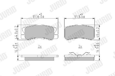 JURID 572498J Brake Pad Set, Disc Brake for Chrysler Citroën Dodge Jeep Lan
