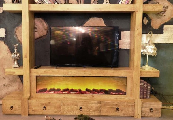 Wohnwand Tv Holz Schrankwand WohnwäNde Fernseh Rtv 240X205 Anbau Wand-image