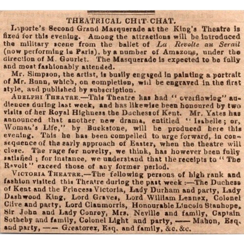 Chit-Chat teatral Laporte's Grand Masquerade Royals 1834 clip de Londres SAI2-H6