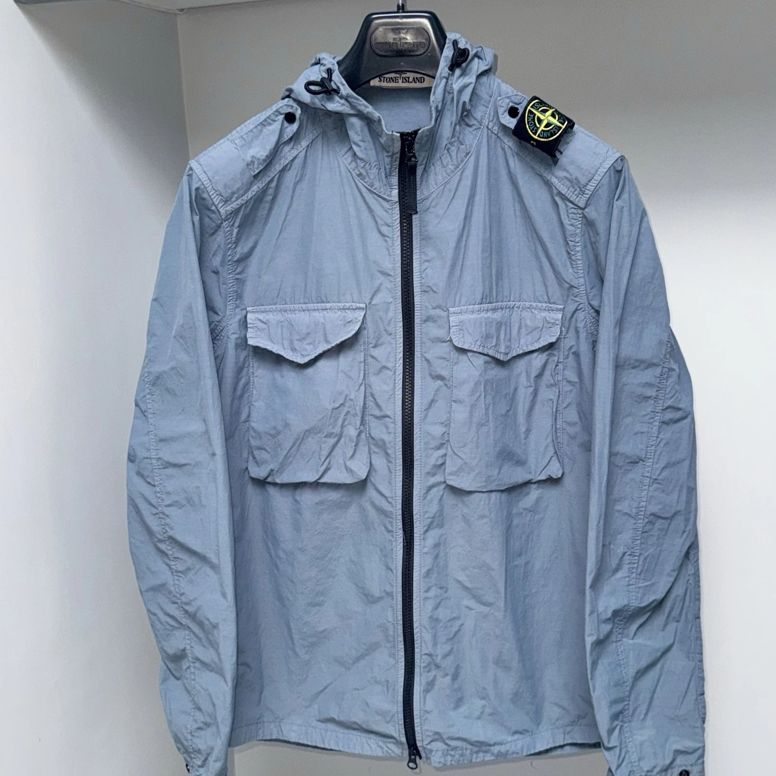 Stone Island Overshirt Jacket Medium Blue Naslan Light Shoulder Badge ptp21.5”
