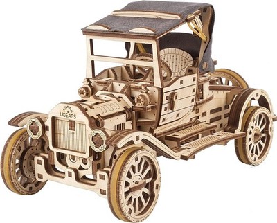Vintage 3D Holz Modellauto Bausatz mit Klappdach & funktionierendem Motor Puzzle