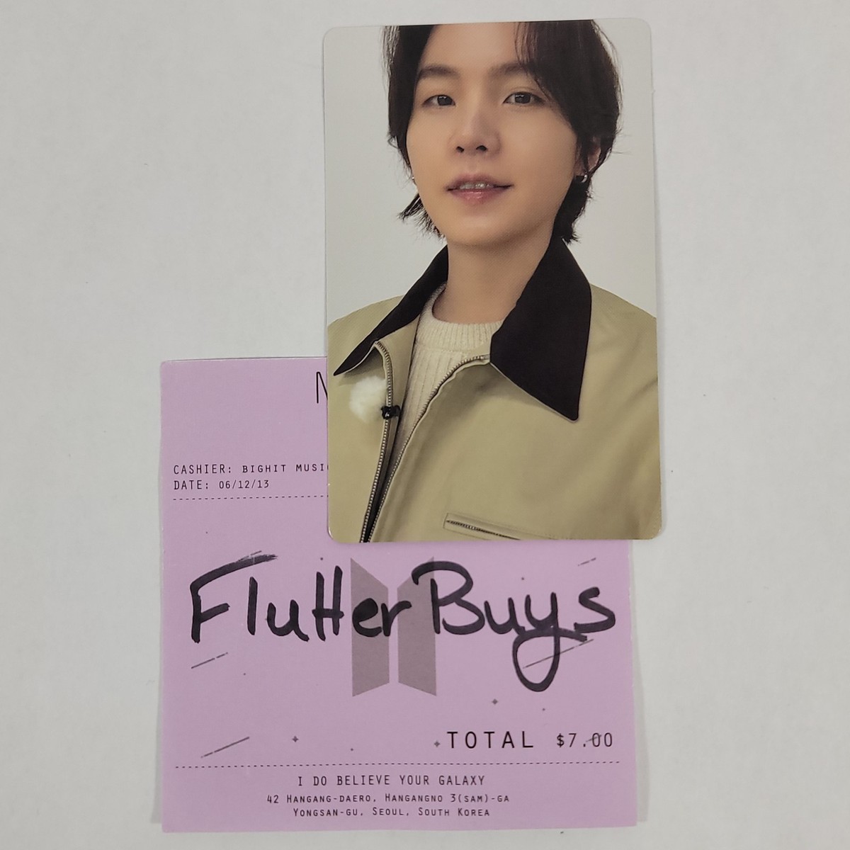 GOYANG、BTS ARIRANG Fabric Bag SUGAフォトカード Official BTS ARIRANG SUGA YOONGI Weverse Global POB Photocard A