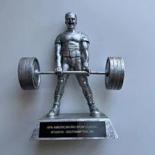 APA American Big Iron Classic 2010 Weight Lifting 8" Resin Trophy Southampton MA