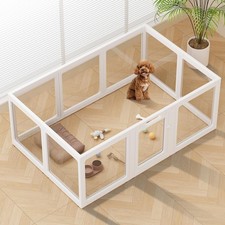 Clear Acrylic Dog Playpen Indoor, Puppy Cat Small Pet Play Pen, Pet Cat Folda...