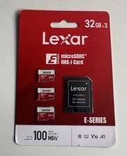  NEW Lexar UHS-I E Series 3x32GB Micro SDHC Card With SD Adapter