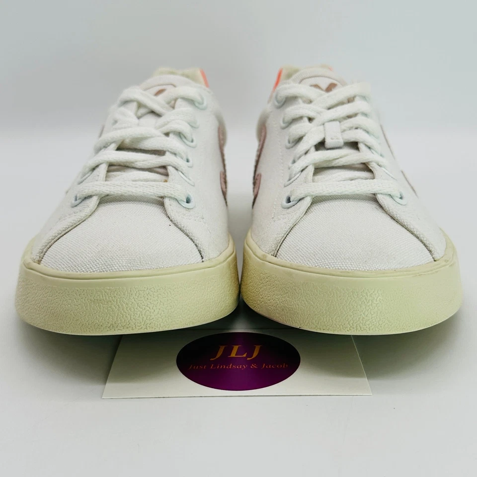 Veja Women's Esplar SE Canvas Sneakers White Babe Orange Fluo Size 37 EU/ 6 US - Image 2 of 4