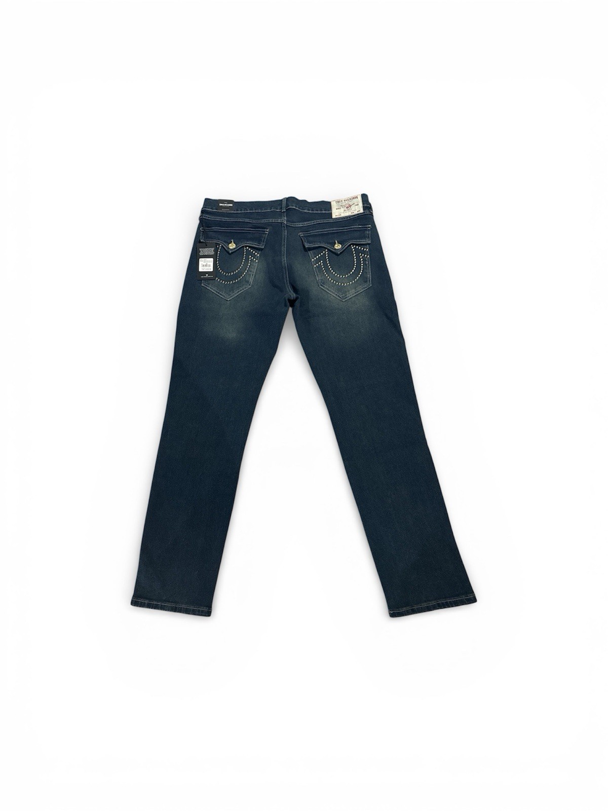 Men’s True Religion Geno Slim Jeans Studded Horseshoe Blue Denim  36Wx32L thumbnail 2