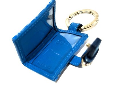 RARE Coach Vtg BLUE Signature C Picture Photo Frame Key Fob Key