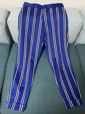 DRIES VAN NOTEN Stripe Wide Pants Blue Wool Size-46 Used
