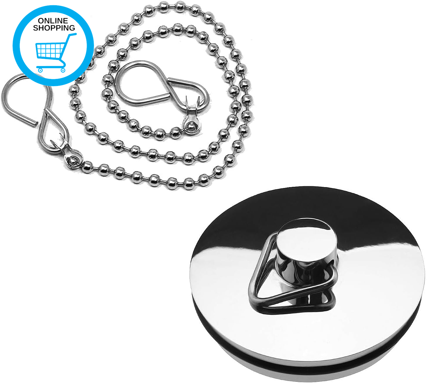 Sink Plug with Chain for Bathroom Kitchen 45Mm (1.3/4 Inch) Stainless Steel Univ